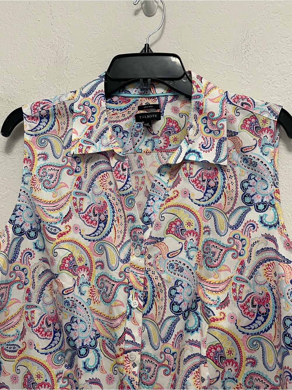 Talbots Paisley Print Wrinkle Free Perfect Shirt Size 16 - Picture 2 of 7